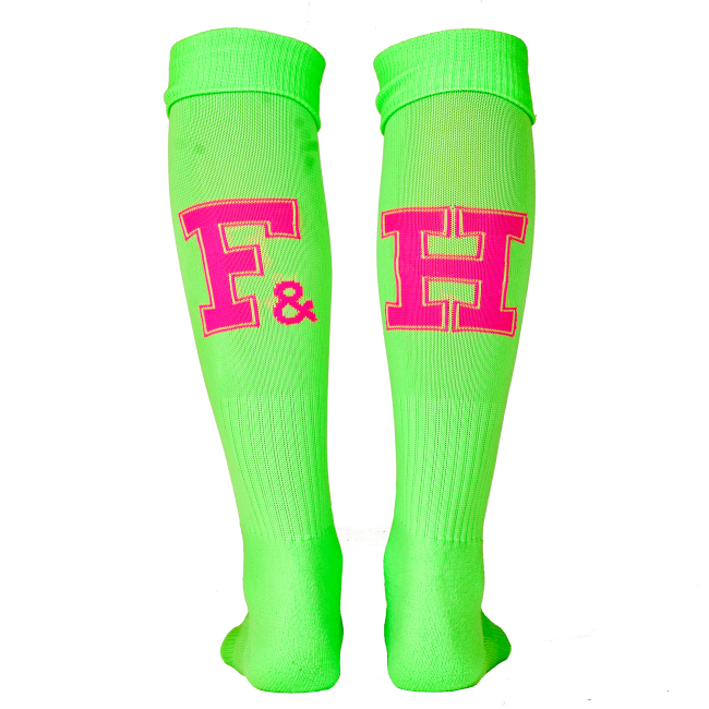 zoet Tropisch hoofd Field and Hockey sokken Lime / roze - De Hockeyzaak