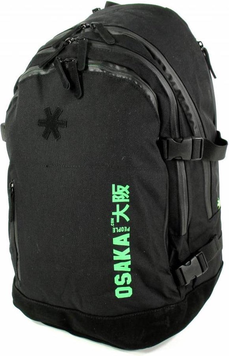 Osaka backpack black met groen logo - De Hockeyzaak